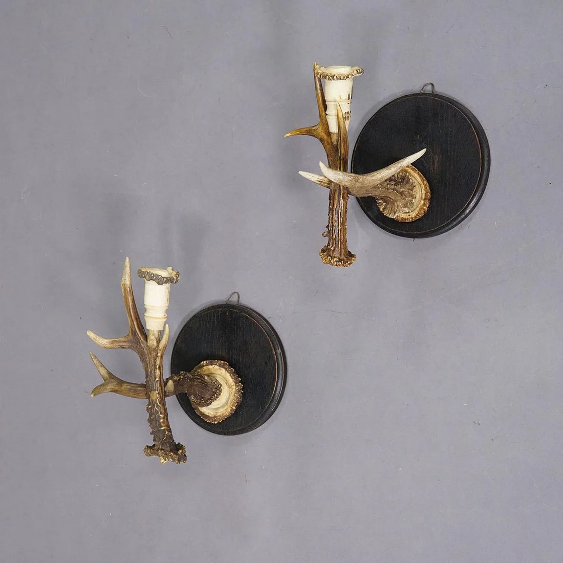 A Pair Great Black Forest Wall Sconces With Deer Horns, Germany Ca. 1900 - 2