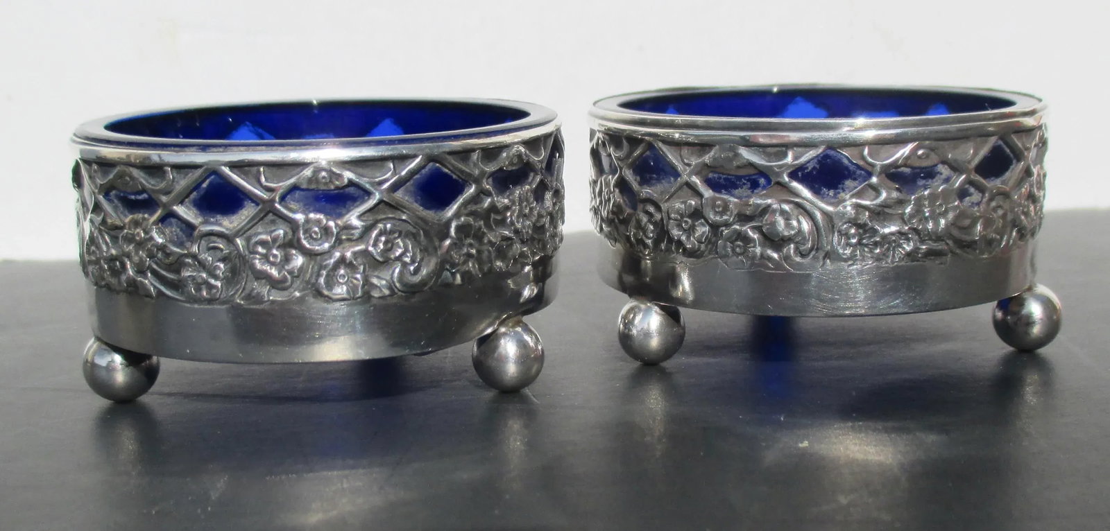 Sterling Silver Salt Cellars- A Pair of 2 - 3