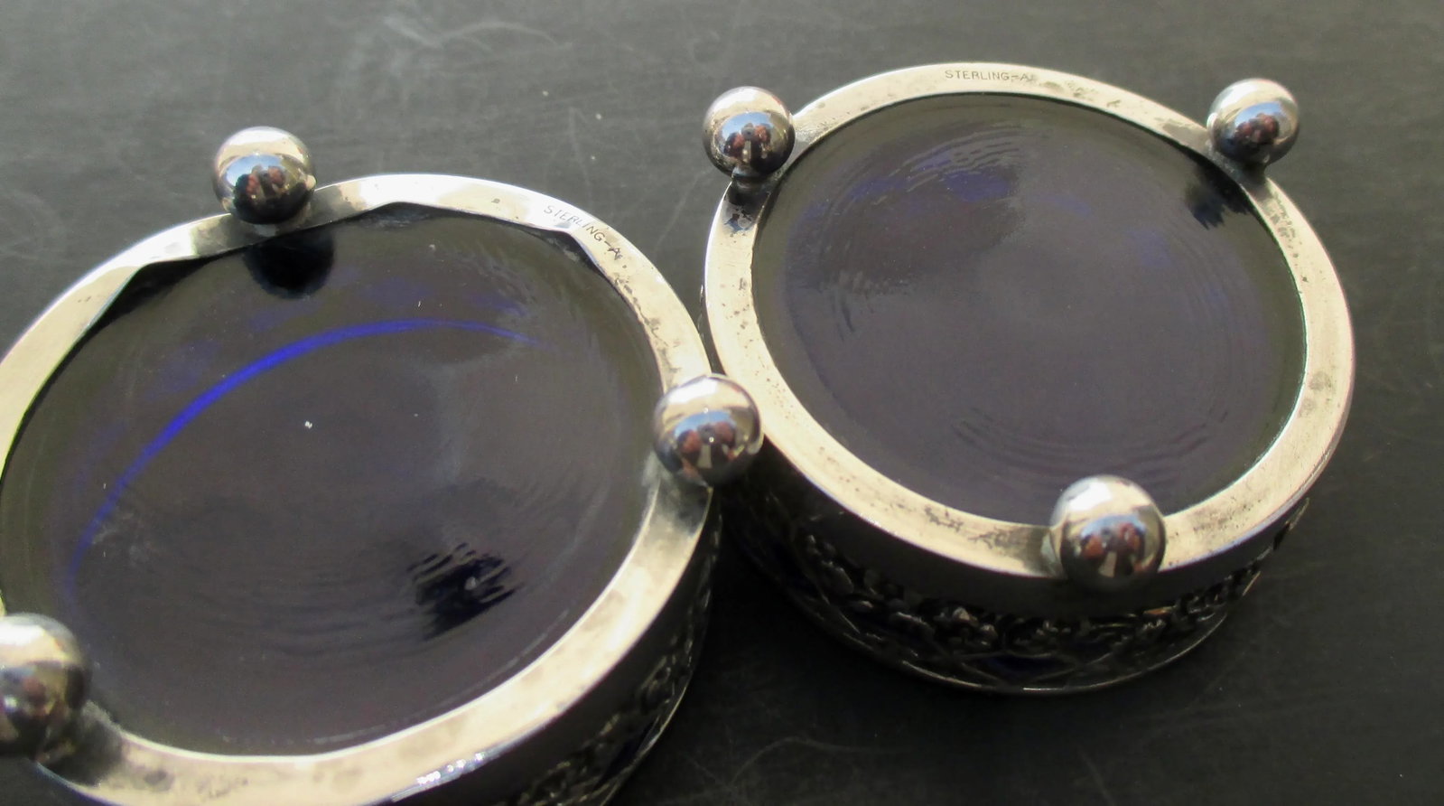 Sterling Silver Salt Cellars- A Pair of 2 - 6