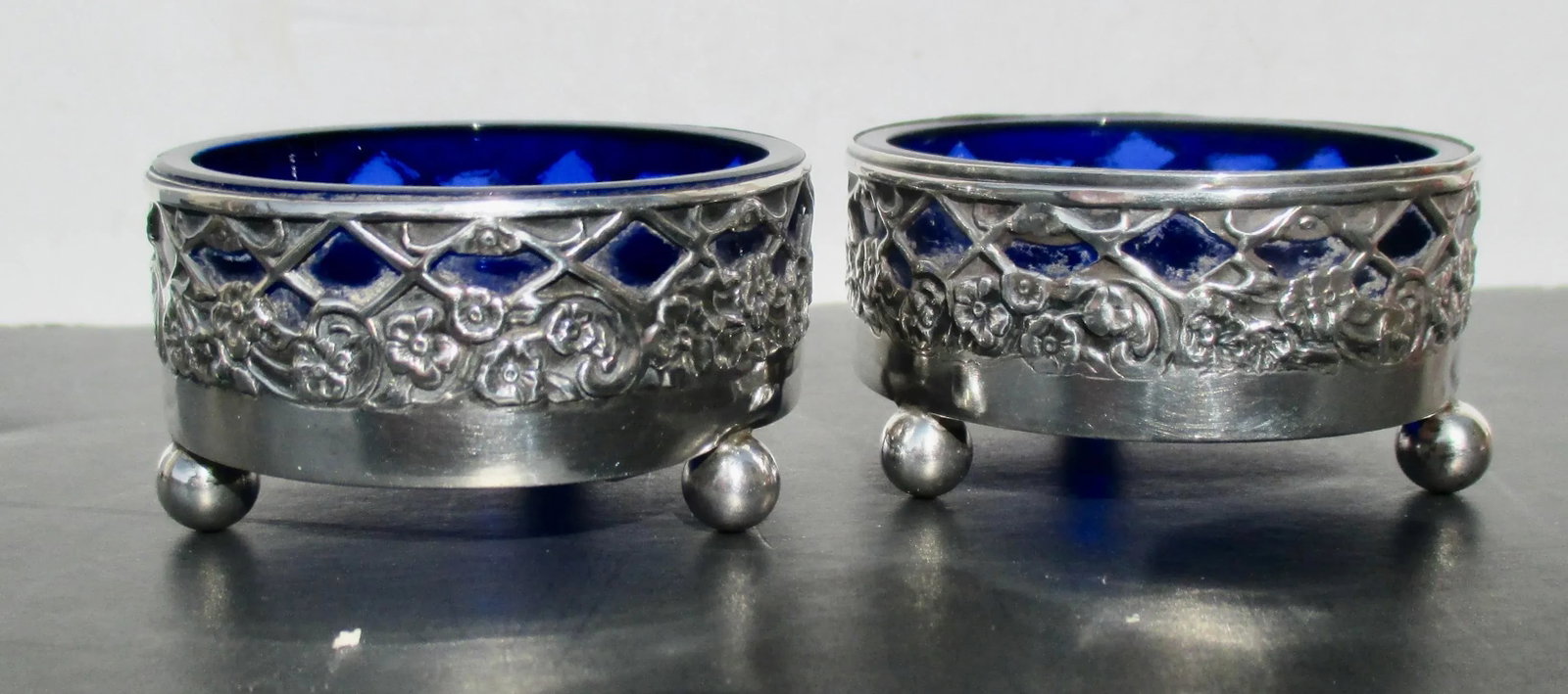 Sterling Silver Salt Cellars- A Pair of 2 - 7
