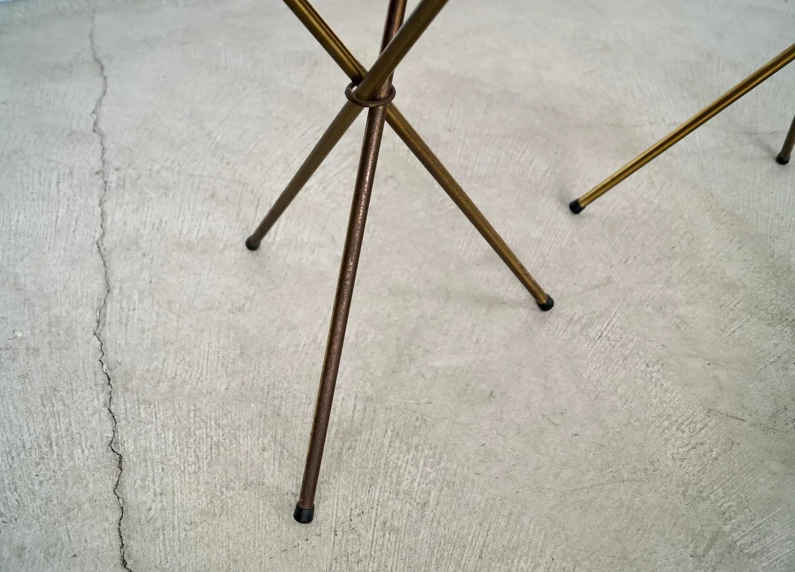 1950's Mid-Century Modern Faux Marble & Brass Side Tables - A Pair - 11