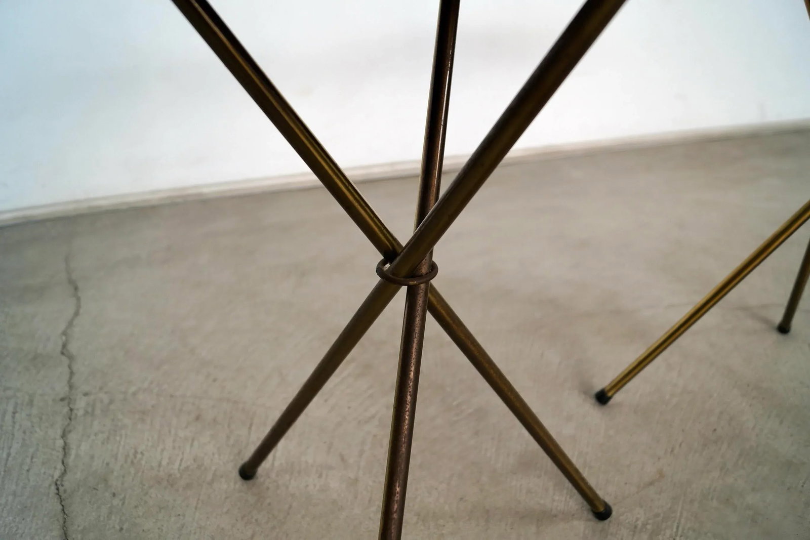 1950's Mid-Century Modern Faux Marble & Brass Side Tables - A Pair - 12
