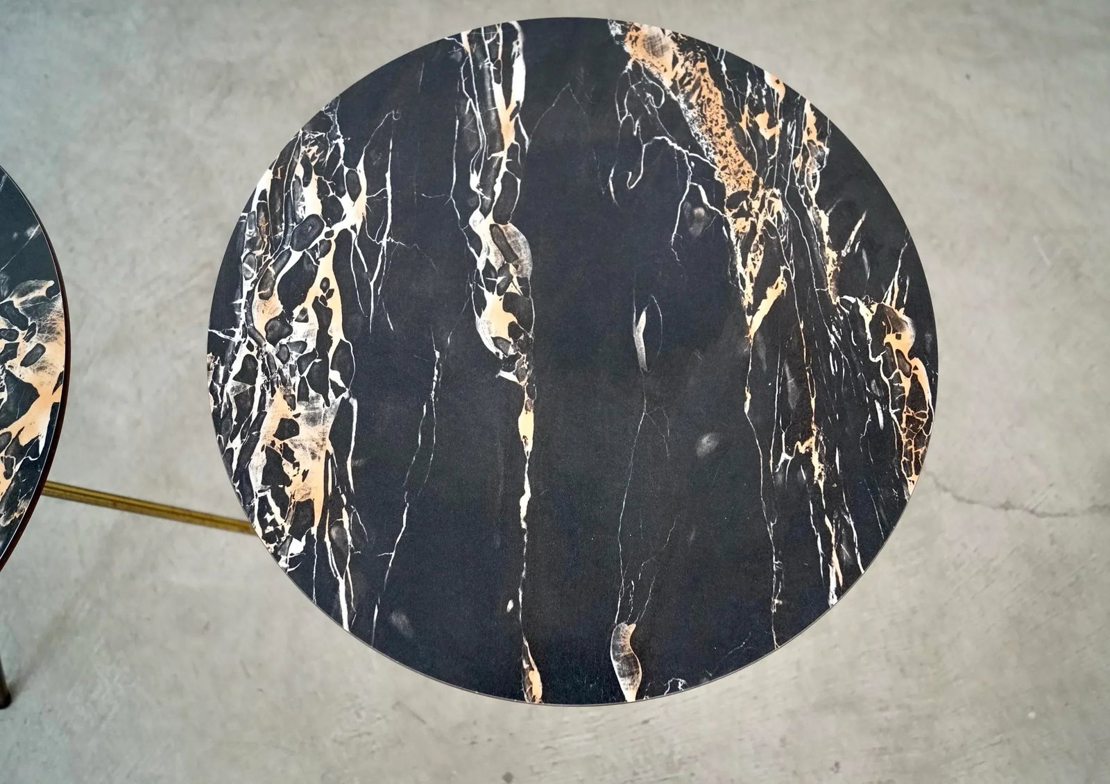 1950's Mid-Century Modern Faux Marble & Brass Side Tables - A Pair - 7