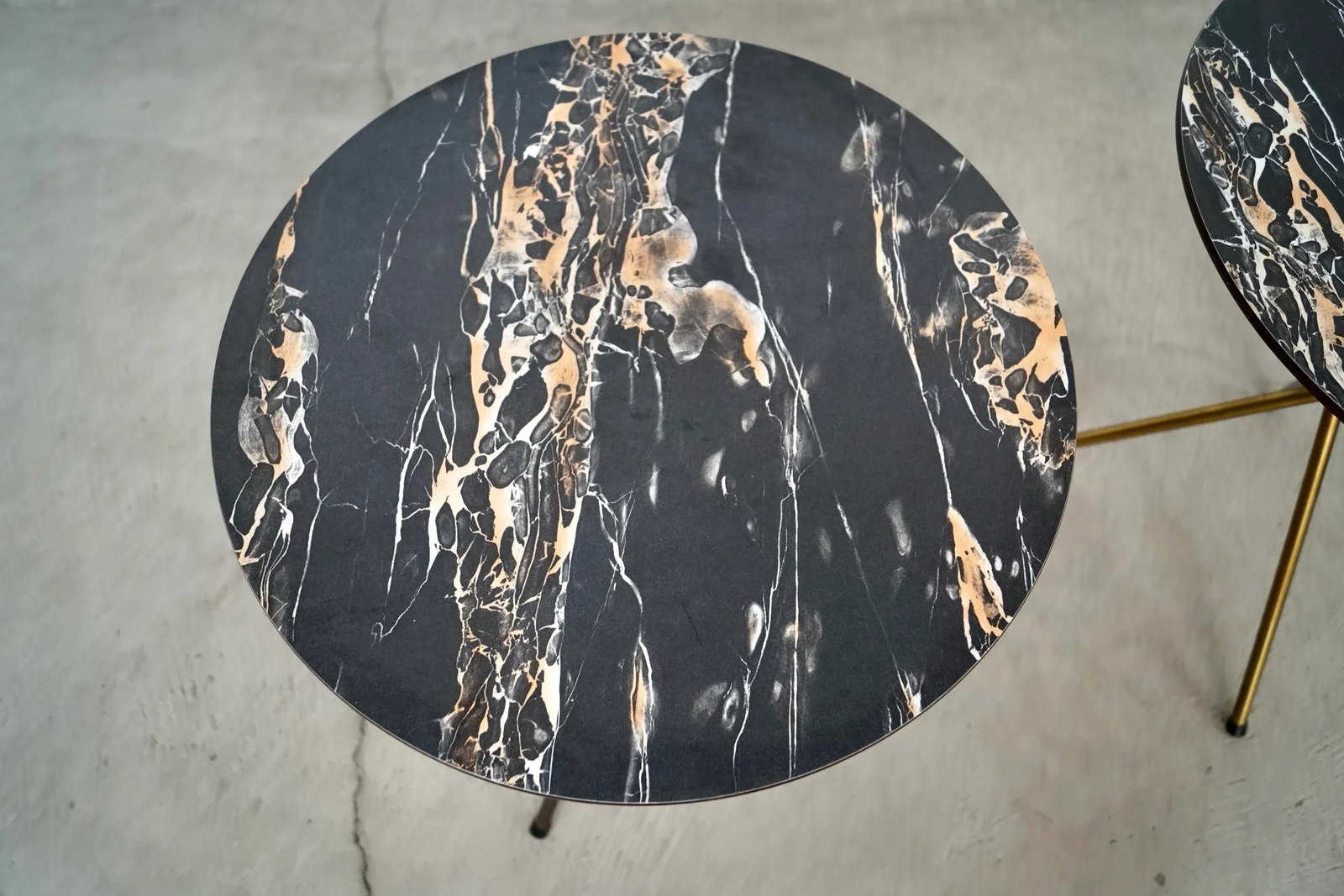 1950's Mid-Century Modern Faux Marble & Brass Side Tables - A Pair - 8