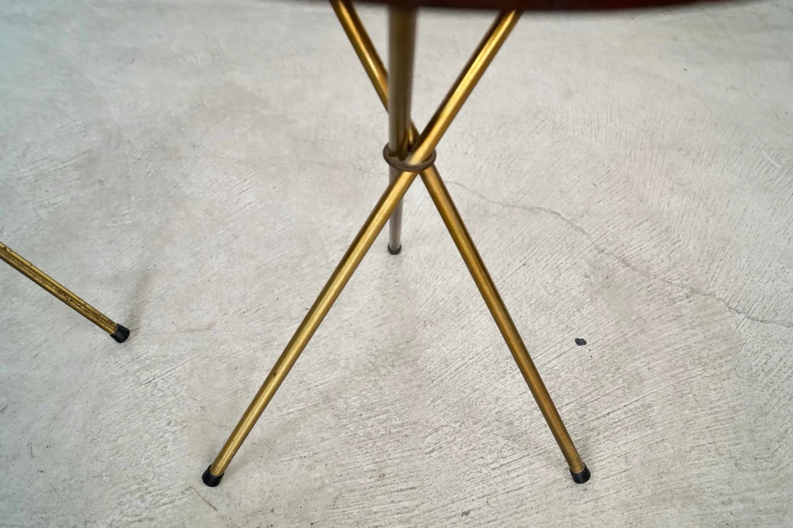1950's Mid-Century Modern Faux Marble & Brass Side Tables - A Pair - 9