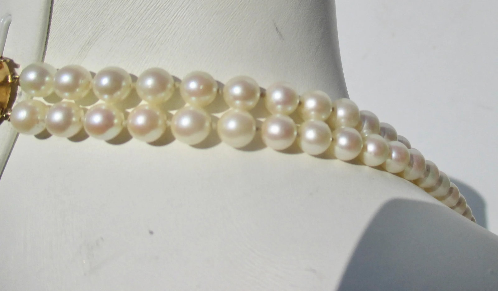 Double Stand Necklace of Cultured Pearls and 14 Kt Clasp - 5