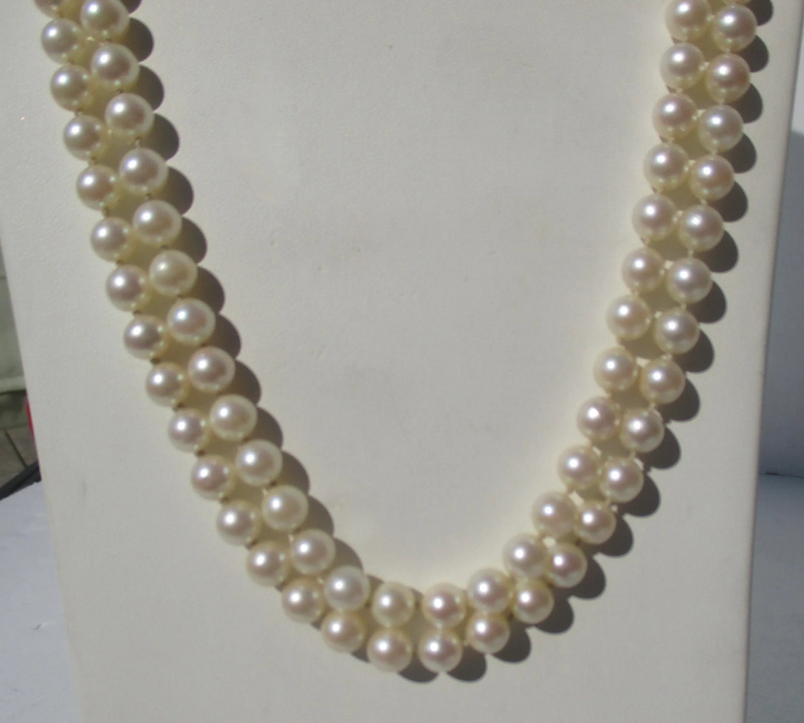 Double Stand Necklace of Cultured Pearls and 14 Kt Clasp - 6
