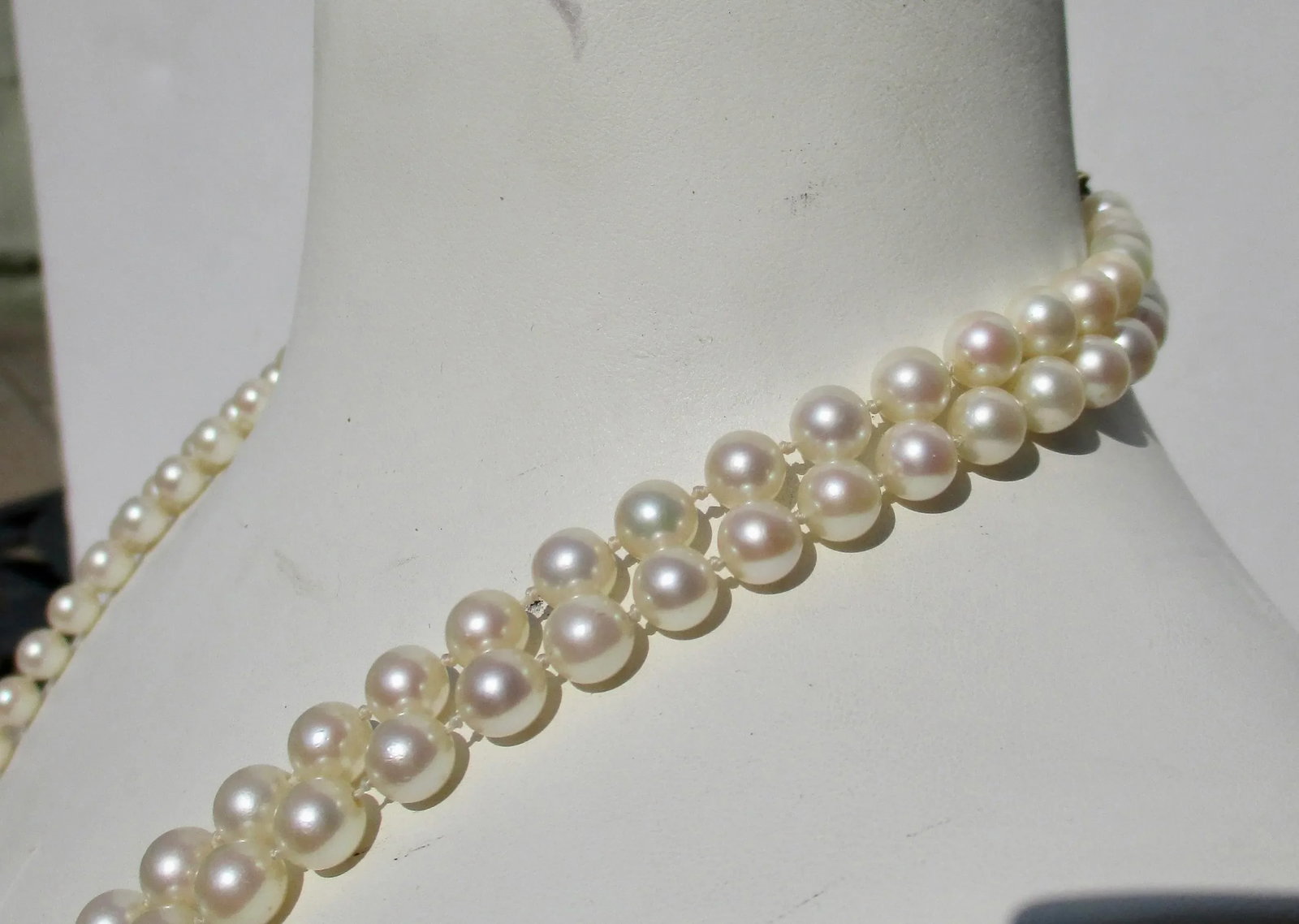 Double Stand Necklace of Cultured Pearls and 14 Kt Clasp - 7