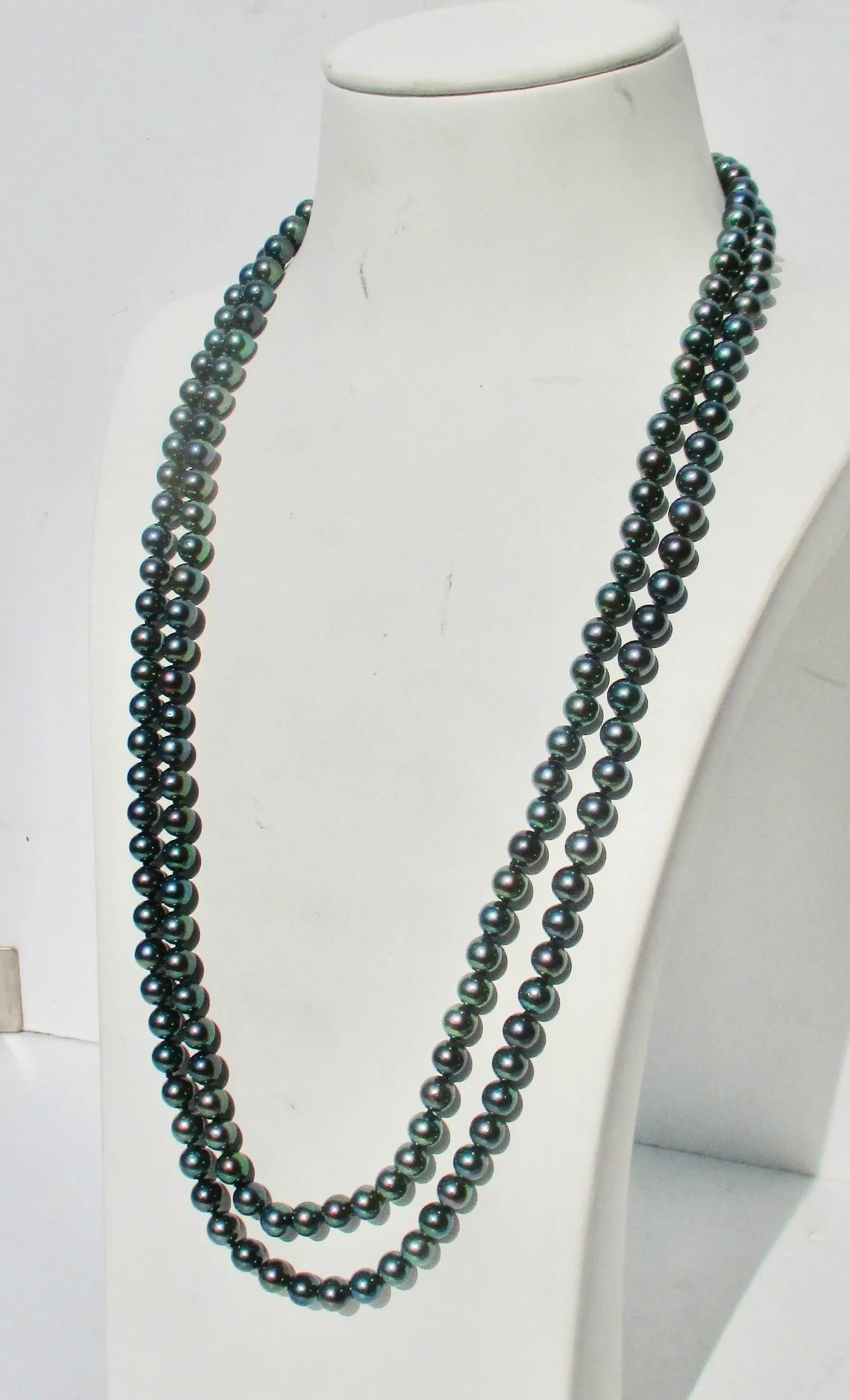 Double Strand Tahitian Iridescent Pearl Necklace - 2