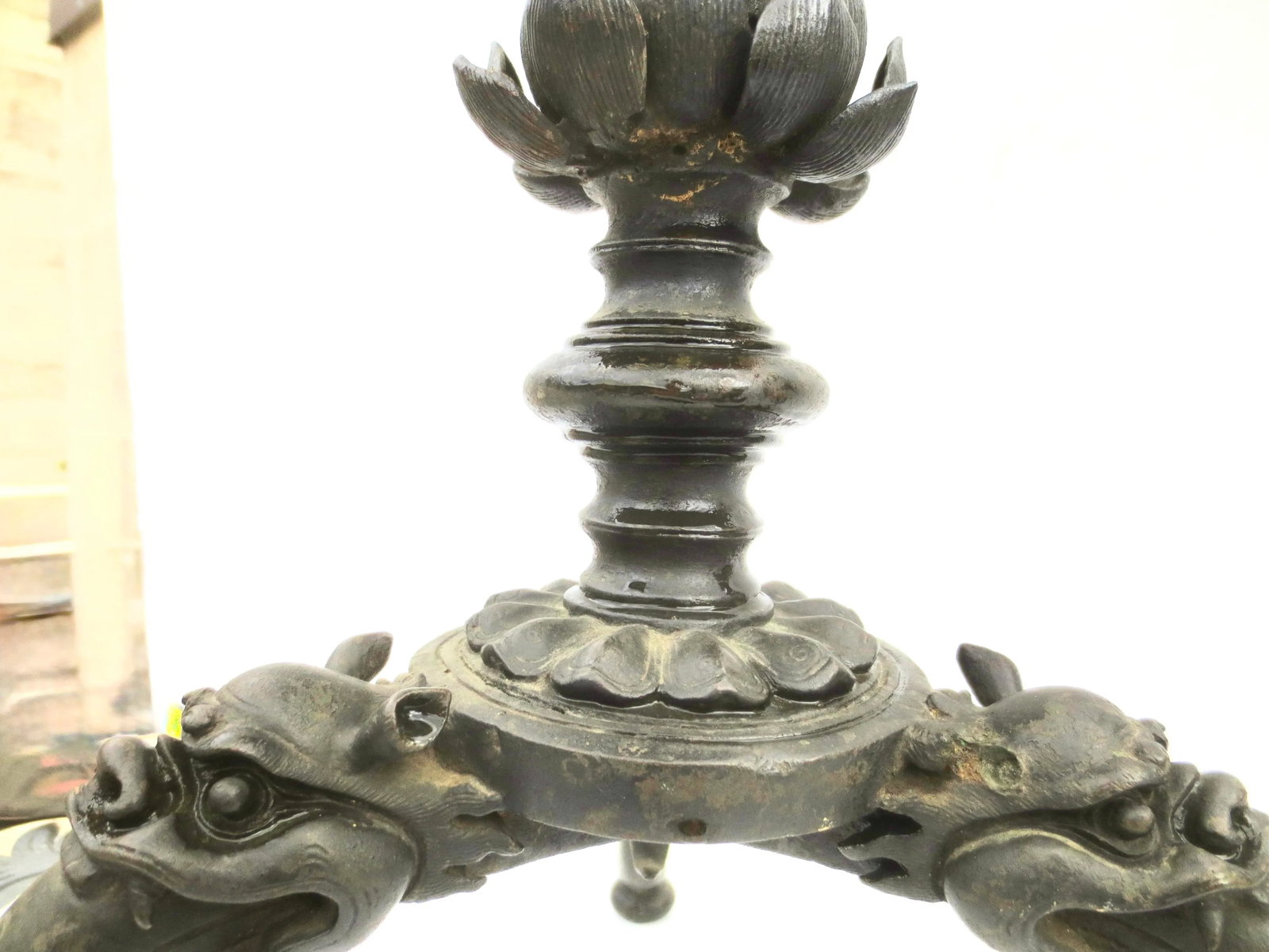 Pair Chinese Ming Bronze Candle Sticks- A Pair of 2 - 10