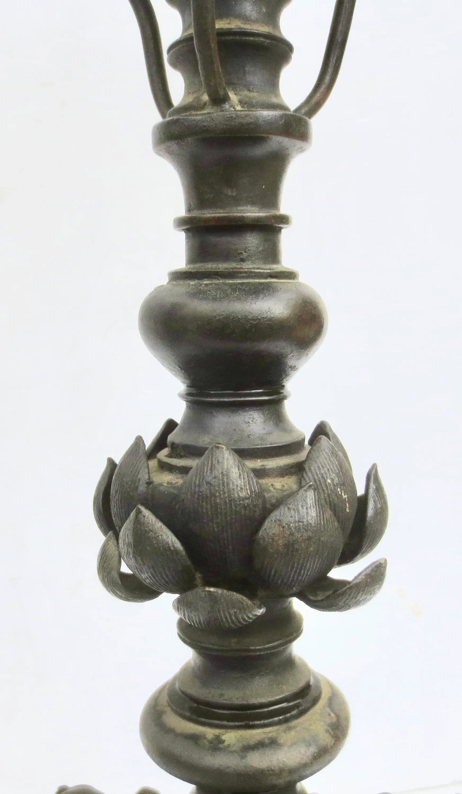 Pair Chinese Ming Bronze Candle Sticks- A Pair of 2 - 3