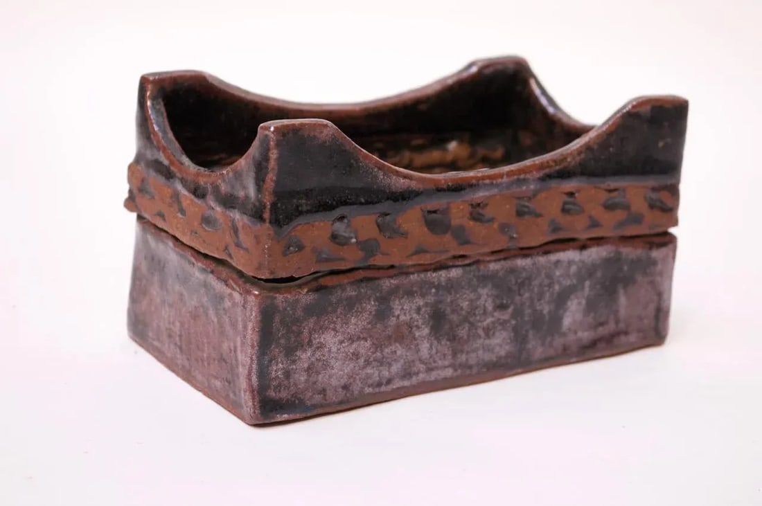 Studio Pottery Glazed Stoneware Sculptural Box Signed "Polk 70" - 11