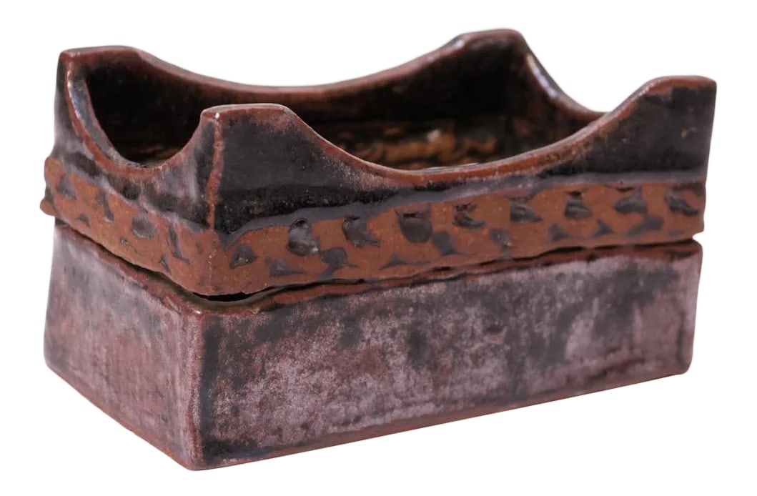 Studio Pottery Glazed Stoneware Sculptural Box Signed "Polk 70" (1 of 11)
