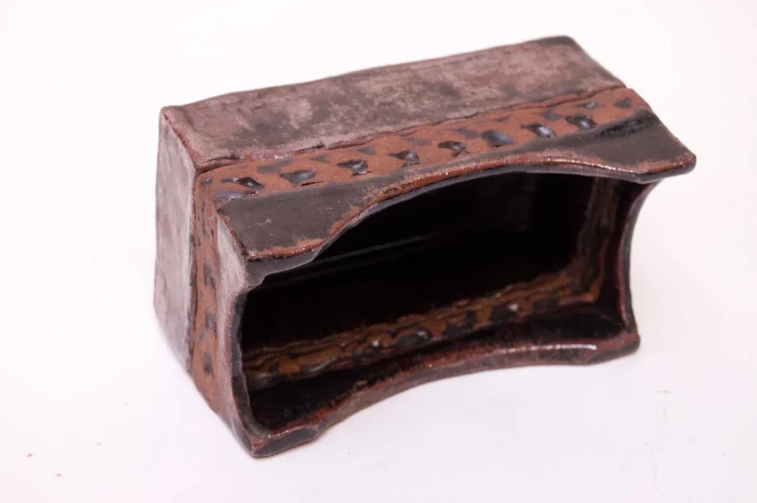 Studio Pottery Glazed Stoneware Sculptural Box Signed "Polk 70" - 6