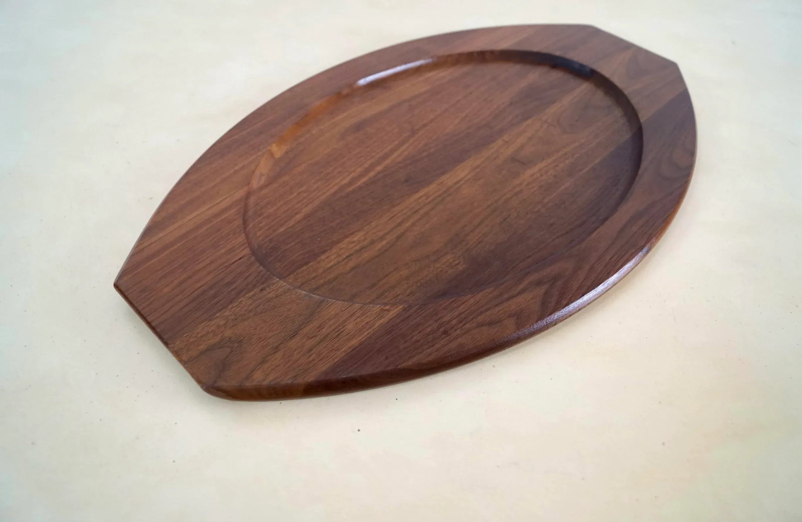 1960's Mid-Century Modern Italian Solid Walnut Tray - 8