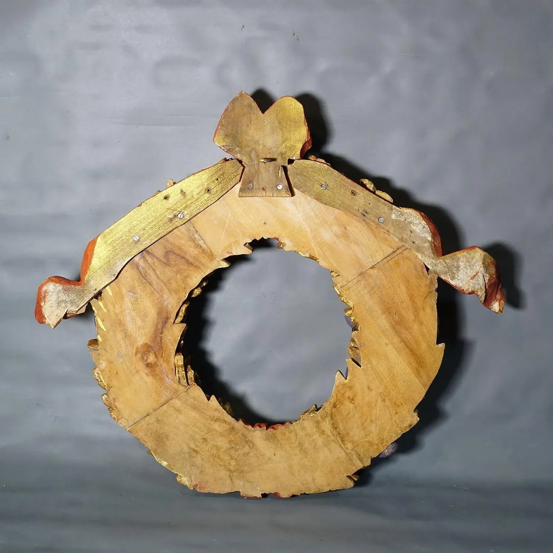 Antique Wooden Carved Door Wreath With Acorns, Germany Ca. 1930s - 7