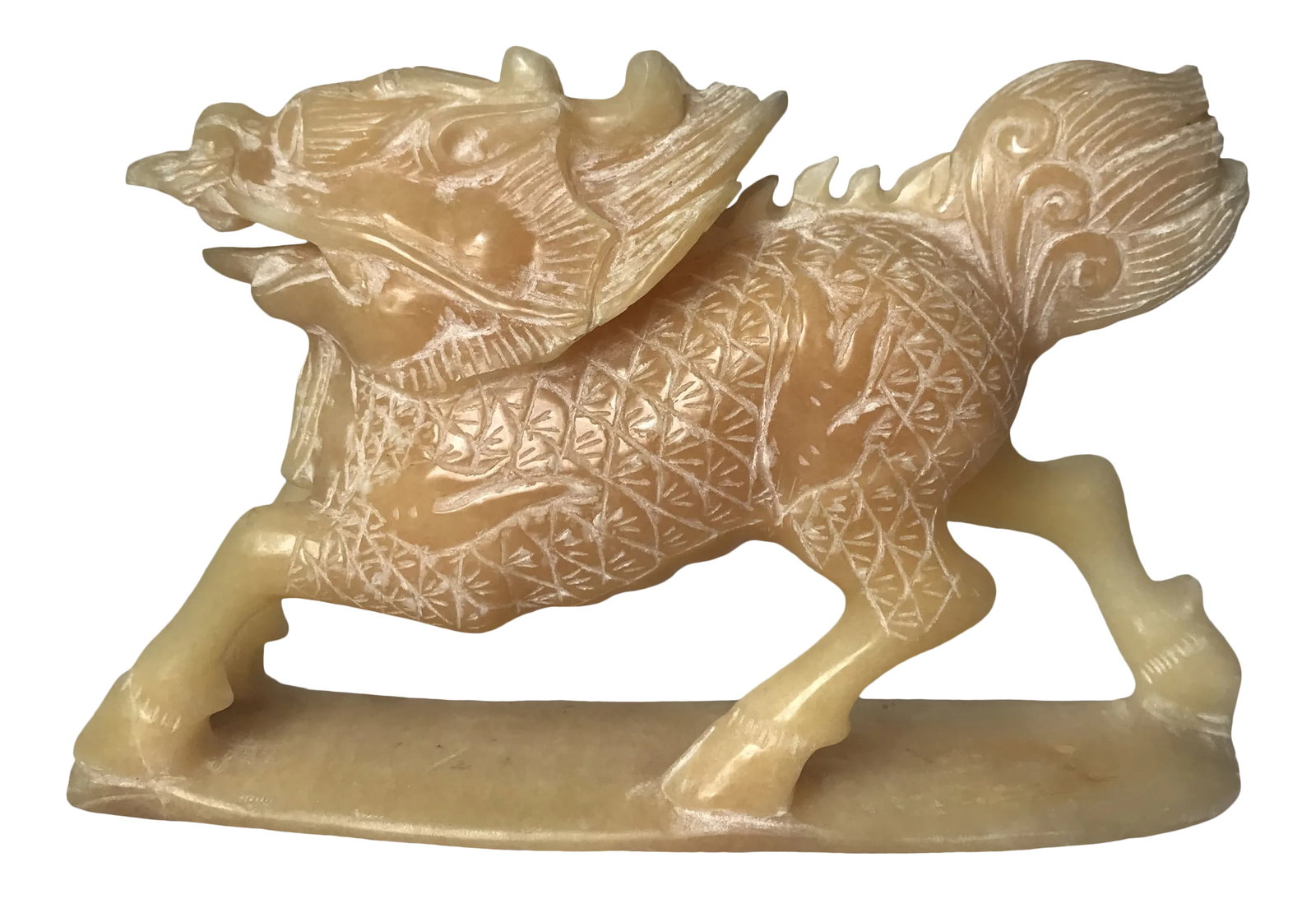Vintage Late 20th Century Stone Foo Dog Statue/ Paperweight: Striking stone statue of foo dog. Perfect as bookend or paperweight in any personal library or office. Condition: Alterations: Original Condition Unaltered Imperfections: Some Imperfections Condition