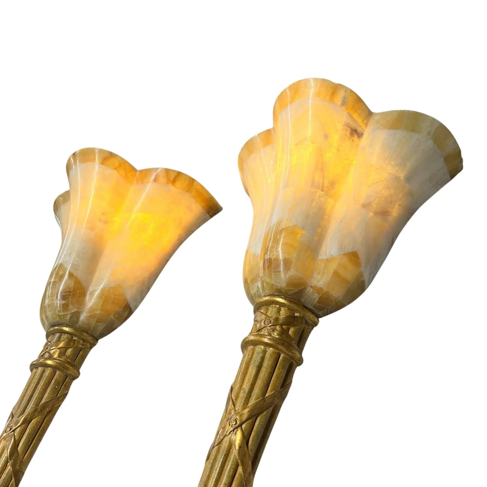 Vintage Coastal Palm Beach Style Art Nouveau Torche Wall Sconces - A Pair - 5