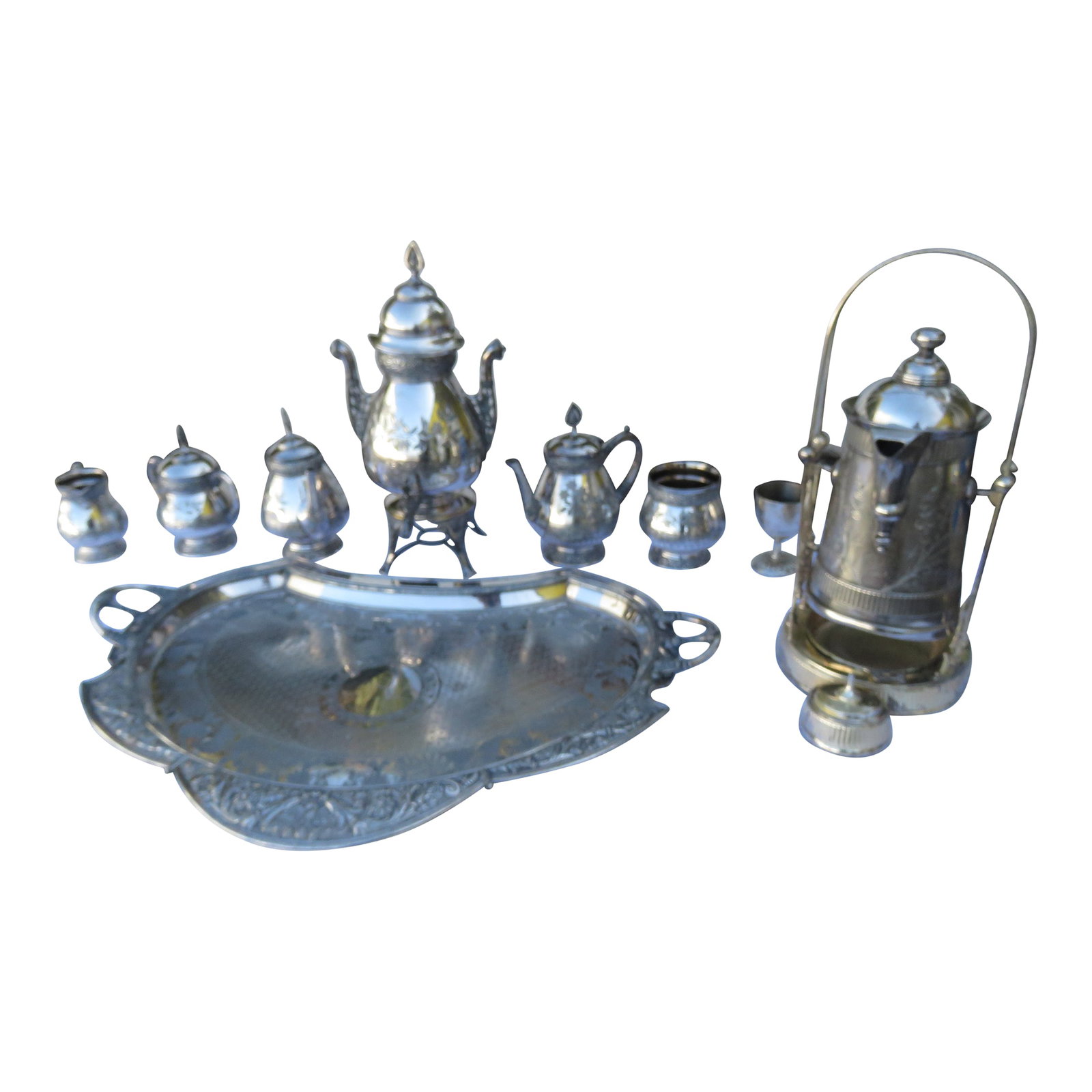 Late 20th Century Meriden Silver Plated Serving Tea Tray Set With Pairpoint Pitcher and Cup 4483b (1 of 18)