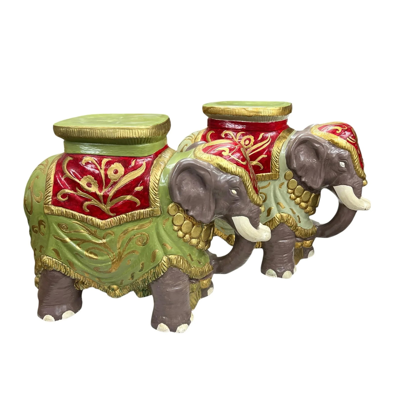 Vintage Elephant Garden Stools - A Pair - 12