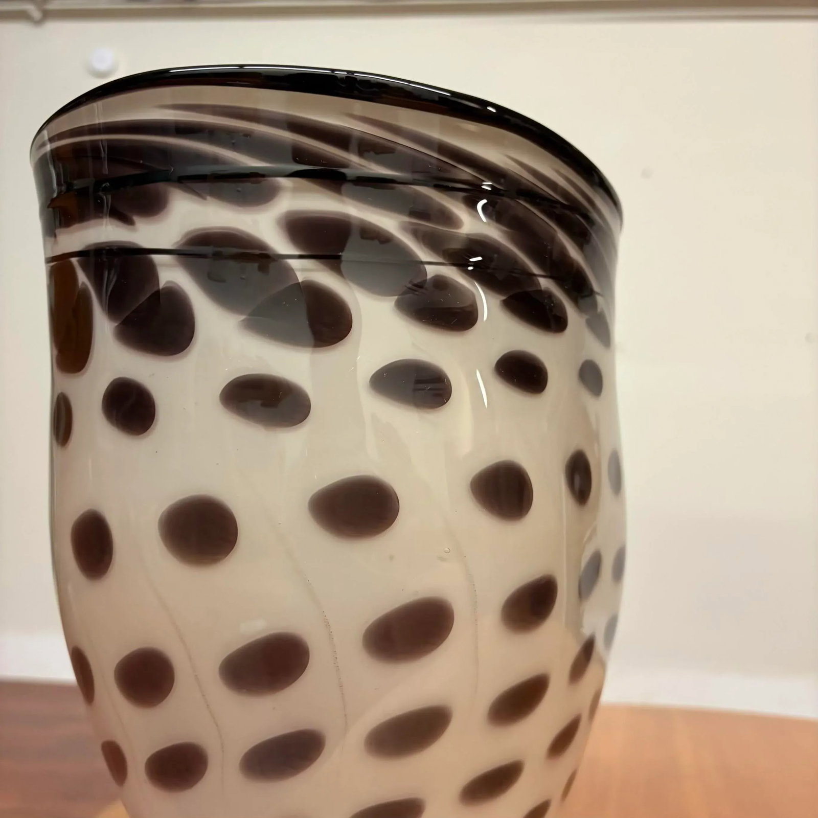 White and Black Brian Heritage Signed Handblown Art Glass Vessel, 2001 - 10