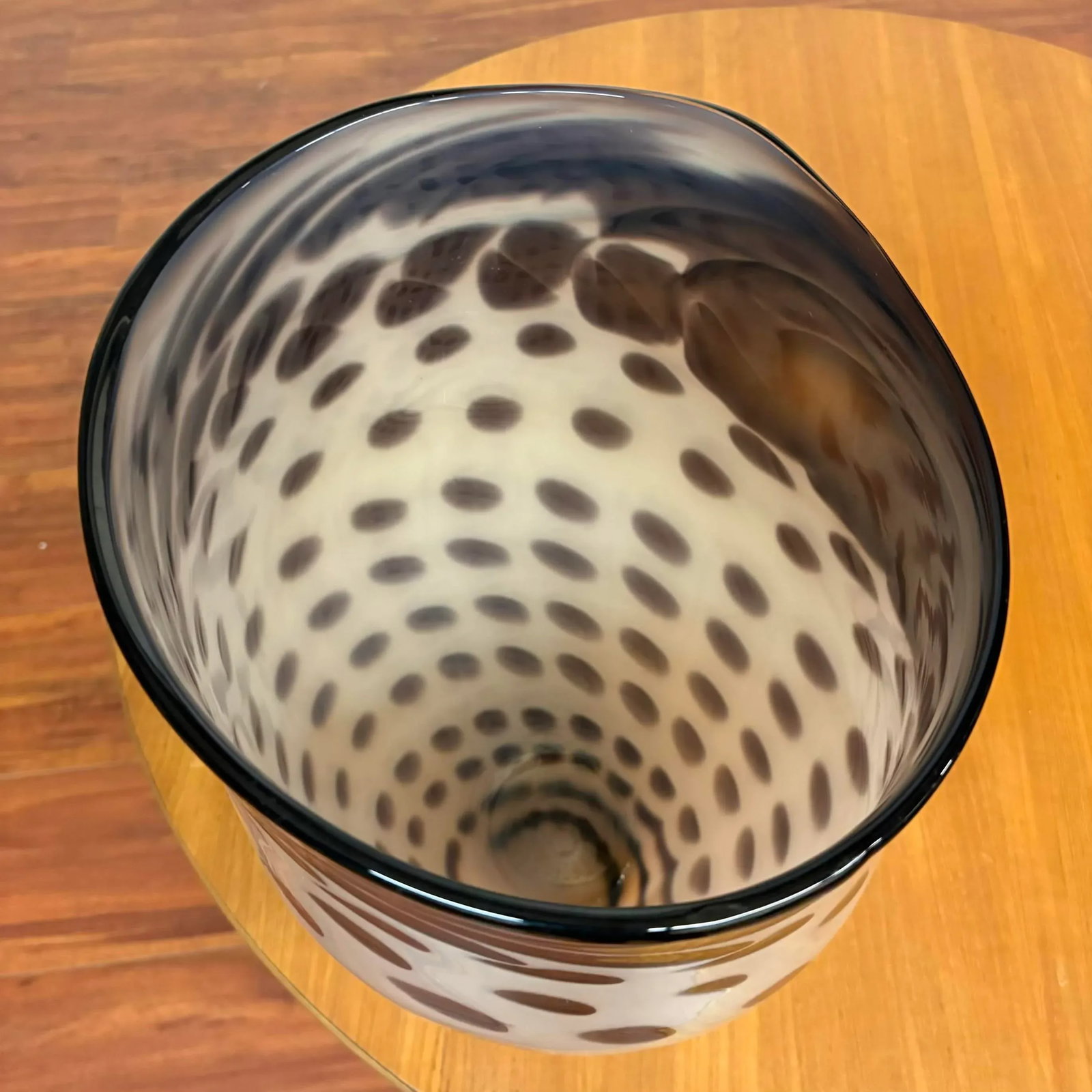 White and Black Brian Heritage Signed Handblown Art Glass Vessel, 2001 - 11