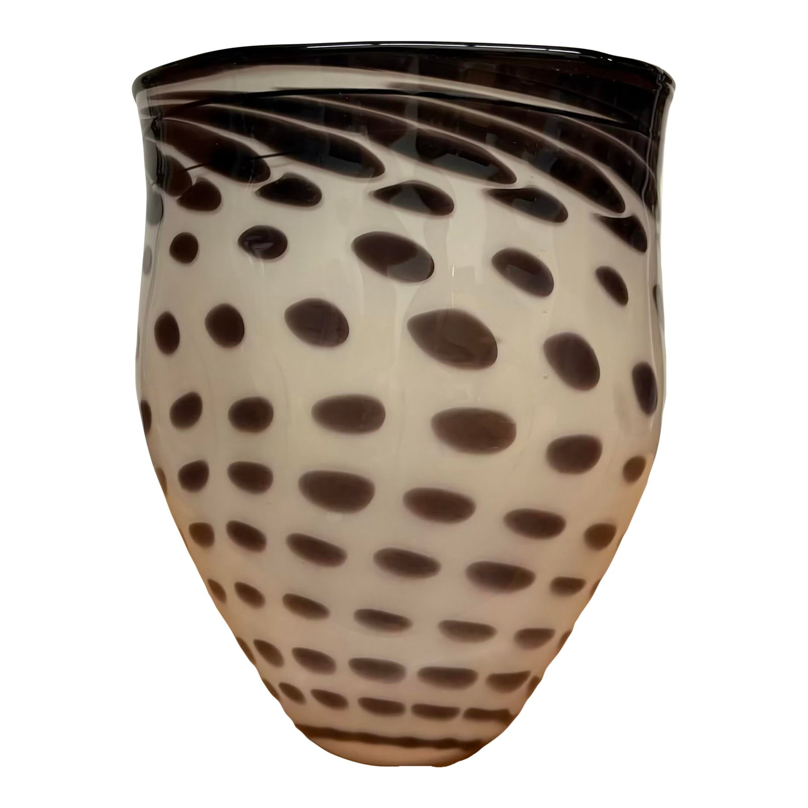 White and Black Brian Heritage Signed Handblown Art Glass Vessel, 2001 (1 of 12)