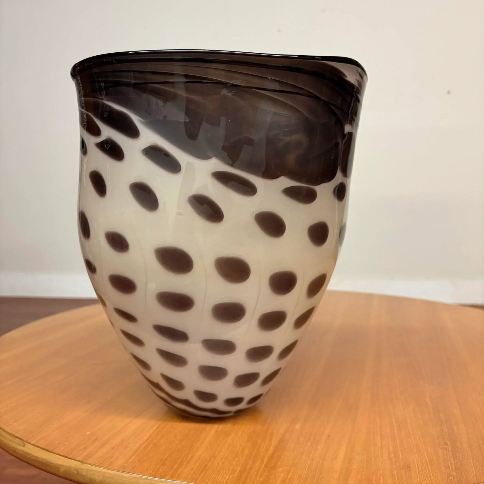 White and Black Brian Heritage Signed Handblown Art Glass Vessel, 2001 - 4