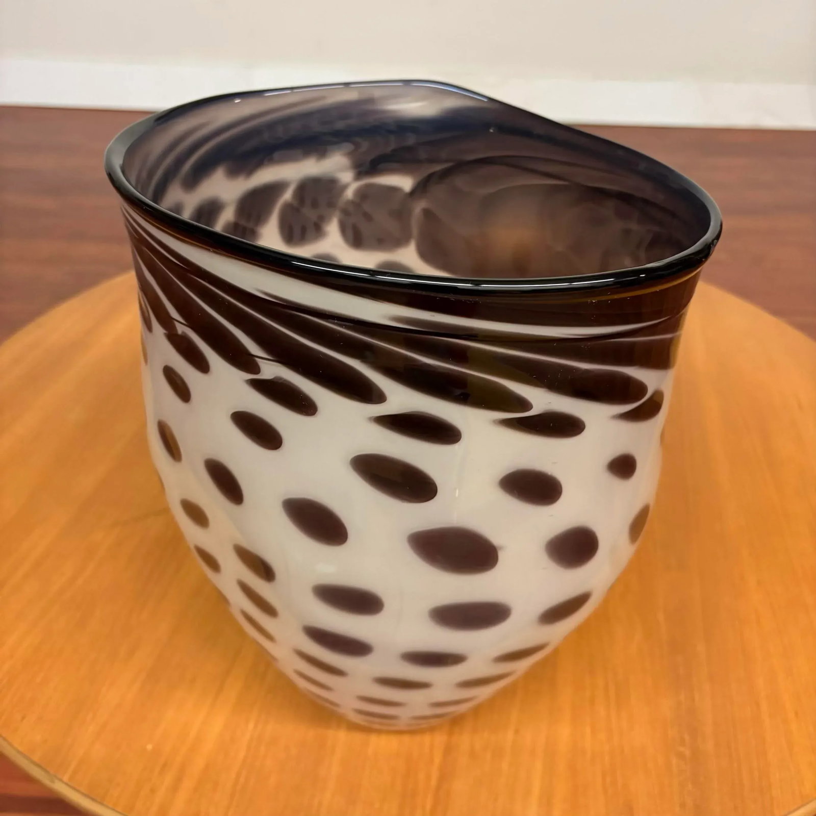 White and Black Brian Heritage Signed Handblown Art Glass Vessel, 2001 - 5