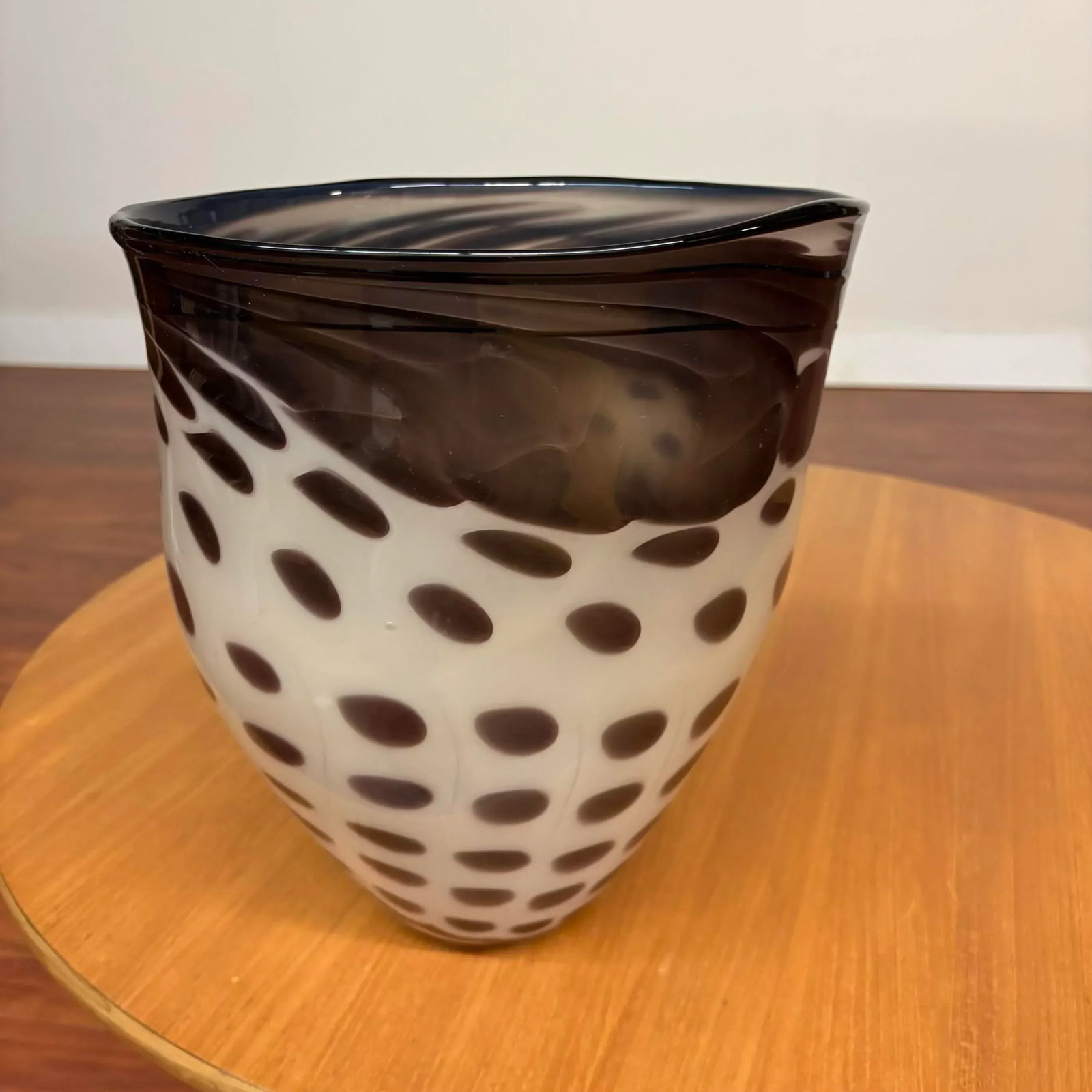 White and Black Brian Heritage Signed Handblown Art Glass Vessel, 2001 - 6