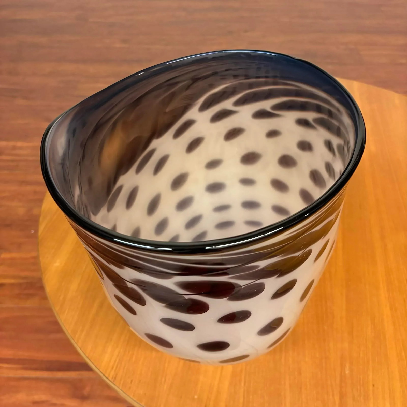 White and Black Brian Heritage Signed Handblown Art Glass Vessel, 2001 - 8