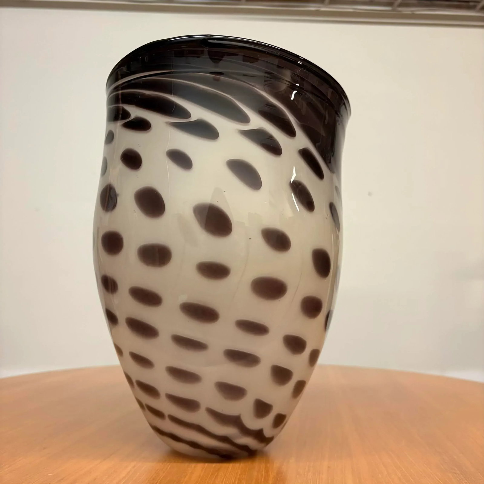 White and Black Brian Heritage Signed Handblown Art Glass Vessel, 2001 - 9