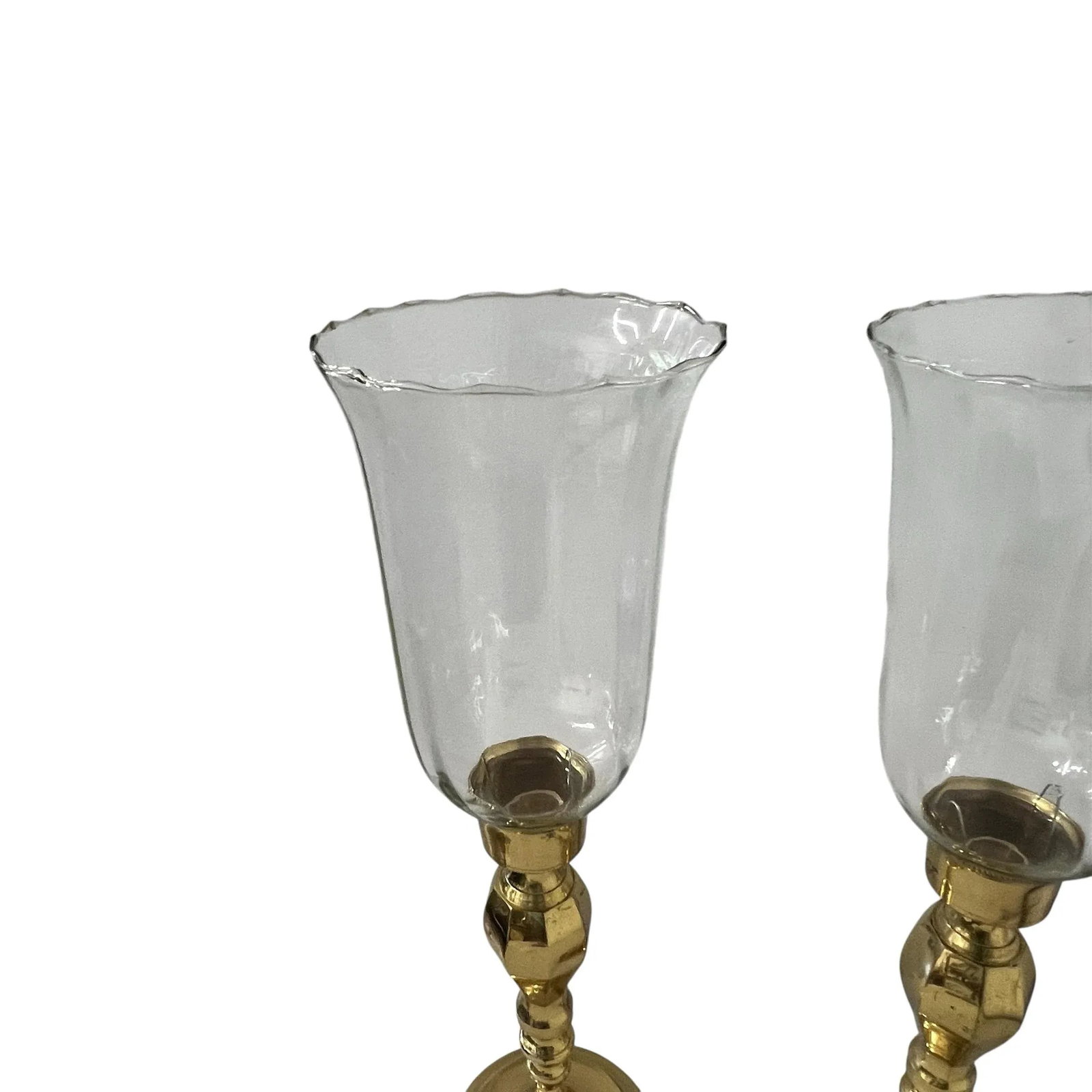 Vintage Brass Hurricane Globe Candleholders- A Pair - 5