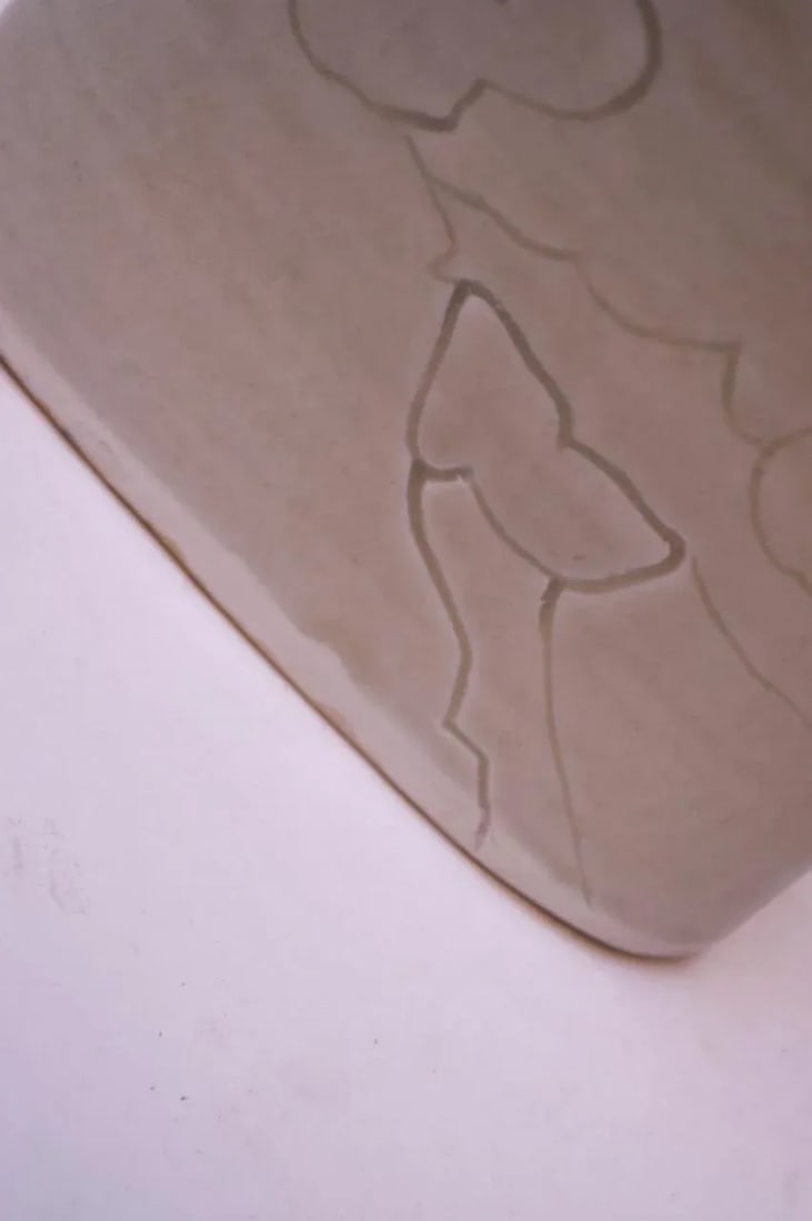 Studio Stoneware Pale Green Floral Vase Signed Pollack, 1976 - 11