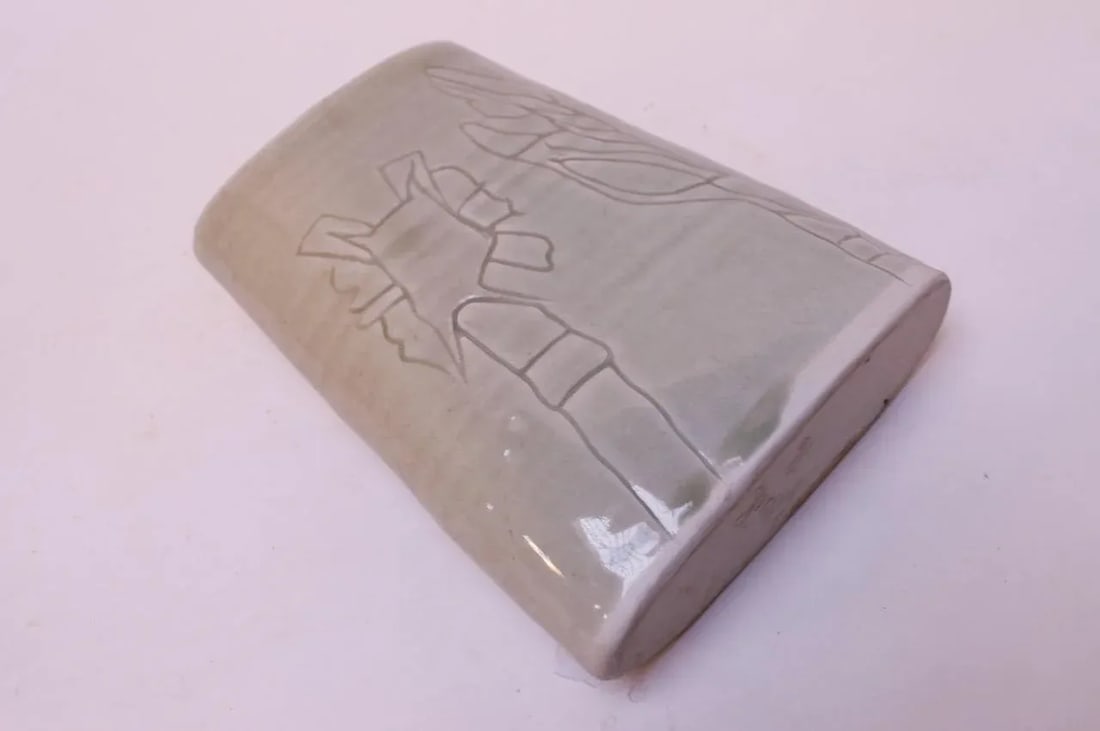 Studio Stoneware Pale Green Floral Vase Signed Pollack, 1976 - 3