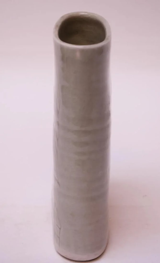 Studio Stoneware Pale Green Floral Vase Signed Pollack, 1976 - 4