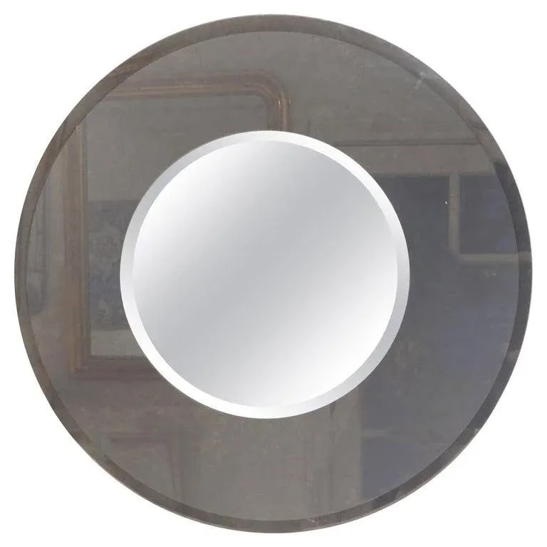 Large Italian Fontana Arte Style Round Beveled Mirror - 11