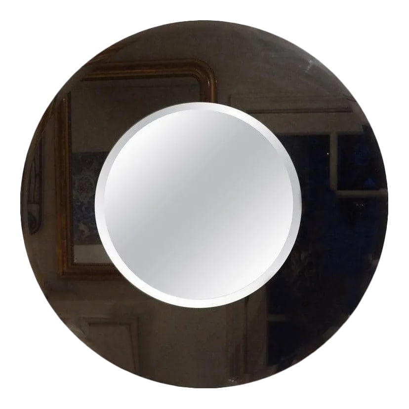 Large Italian Fontana Arte Style Round Beveled Mirror (1 of 12)