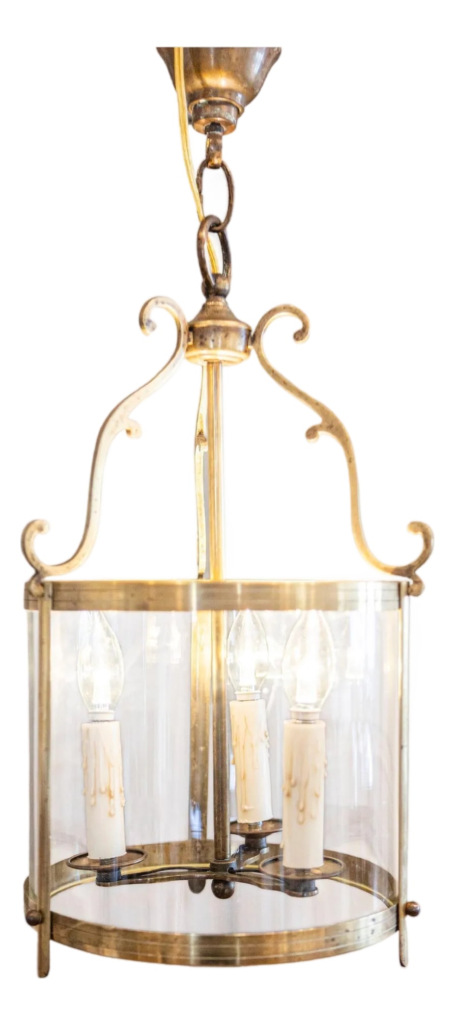 Graceful 20th Century French Brass Lantern with Curved Detailing (1 of 10)