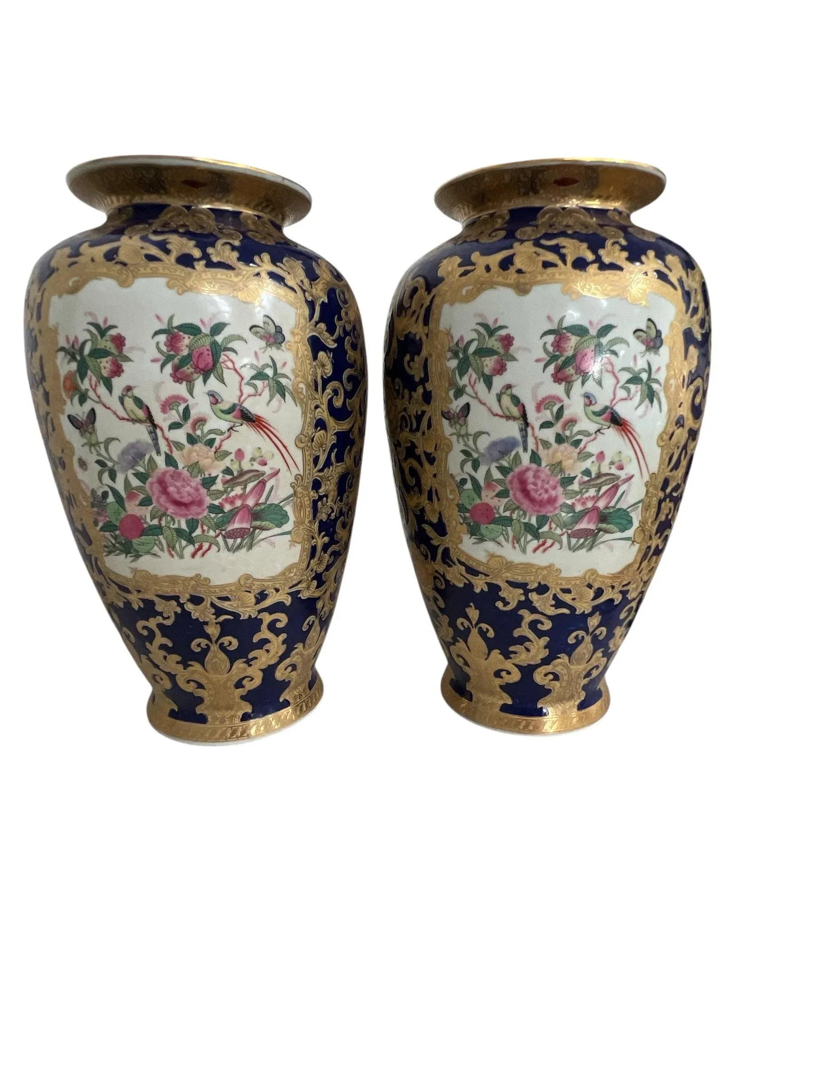 Qianlong Chinese Antique Famille Rose Bird & Floral Design Vase - A Pair - 5