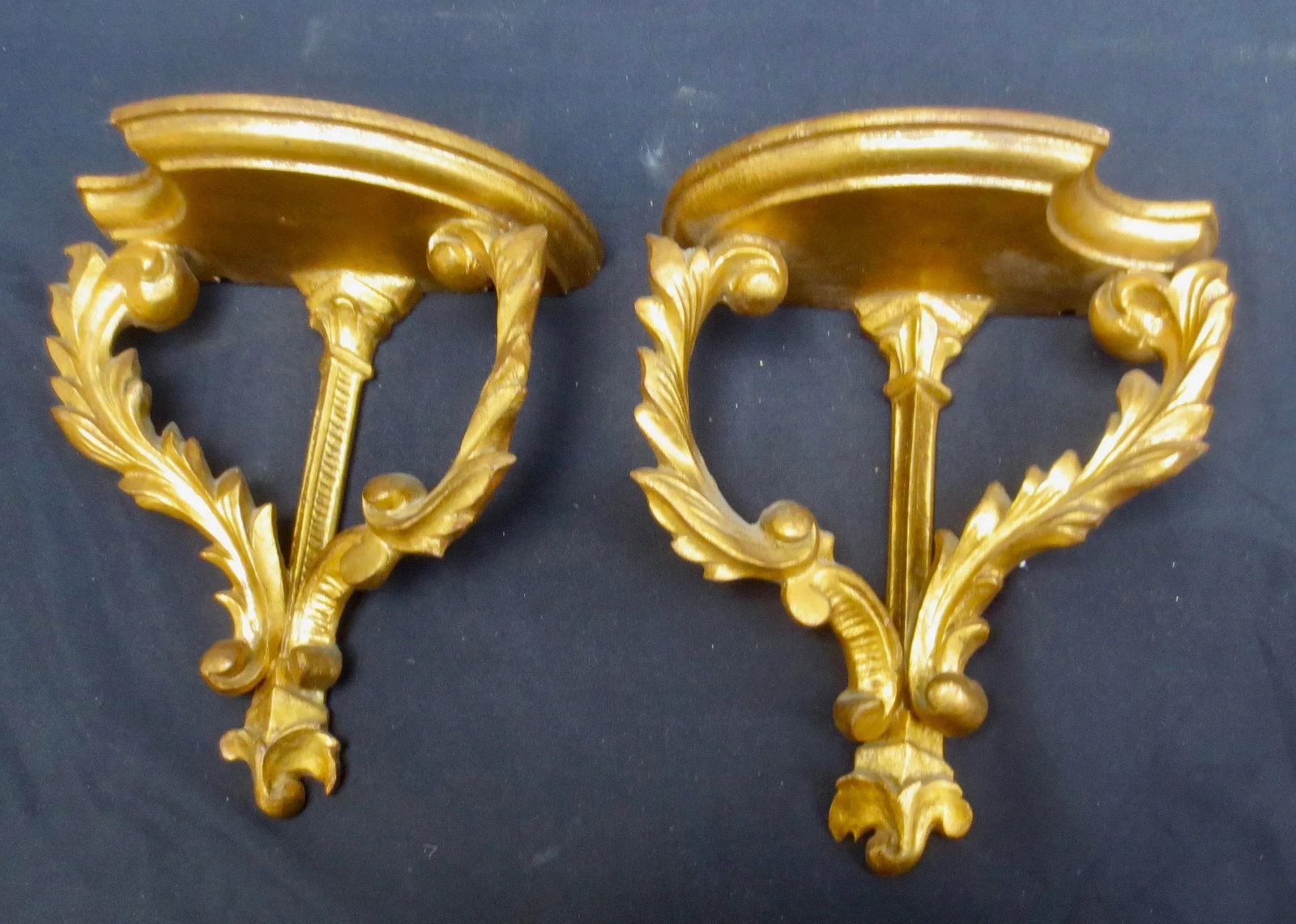 Vintage Carved Italian Gilt Wood Wall Brackets - A Pair of 2 - 2