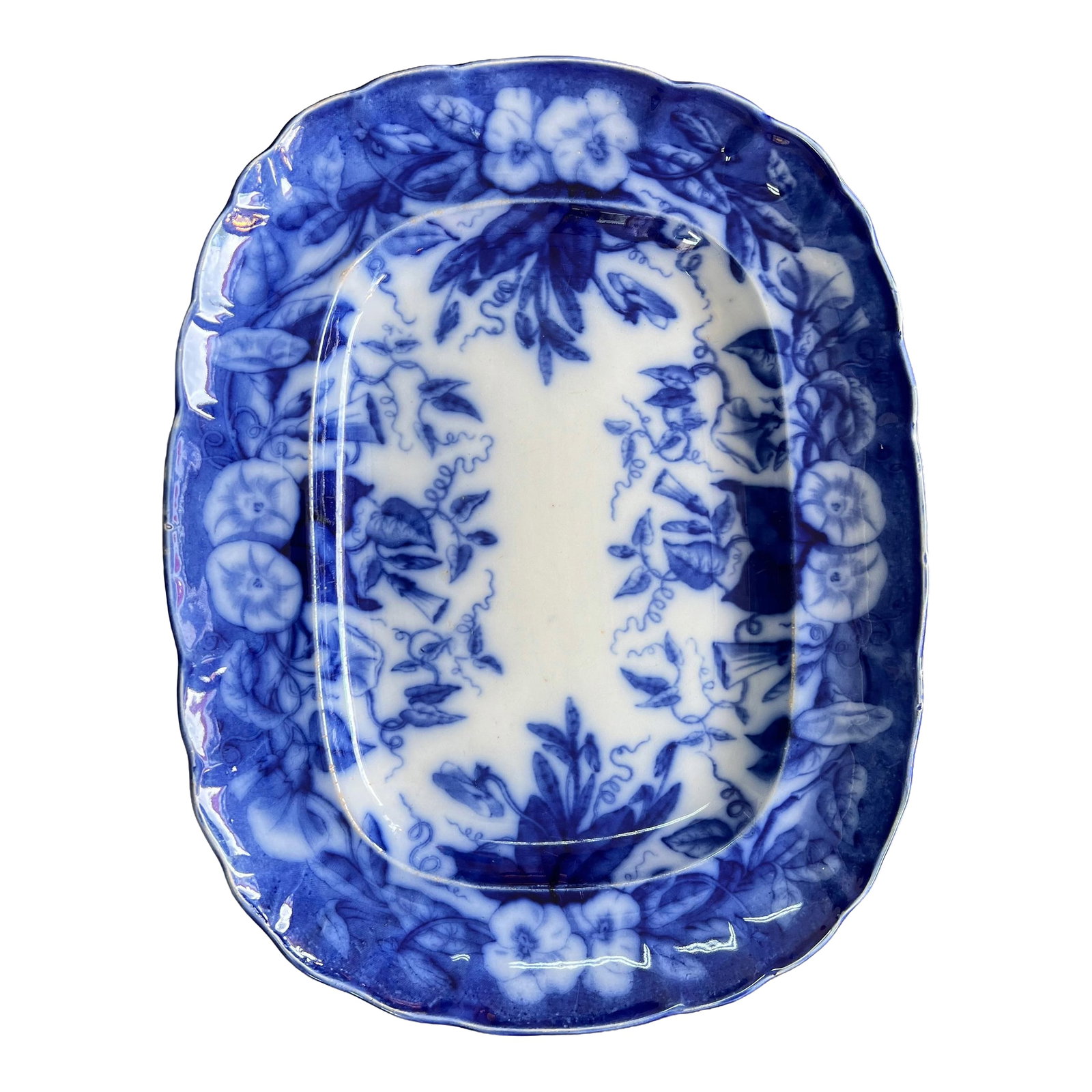 Circa 1850 Flow Blue Viellard France D Johnston "Volubilis" Morning Glory Platter (1 of 11)