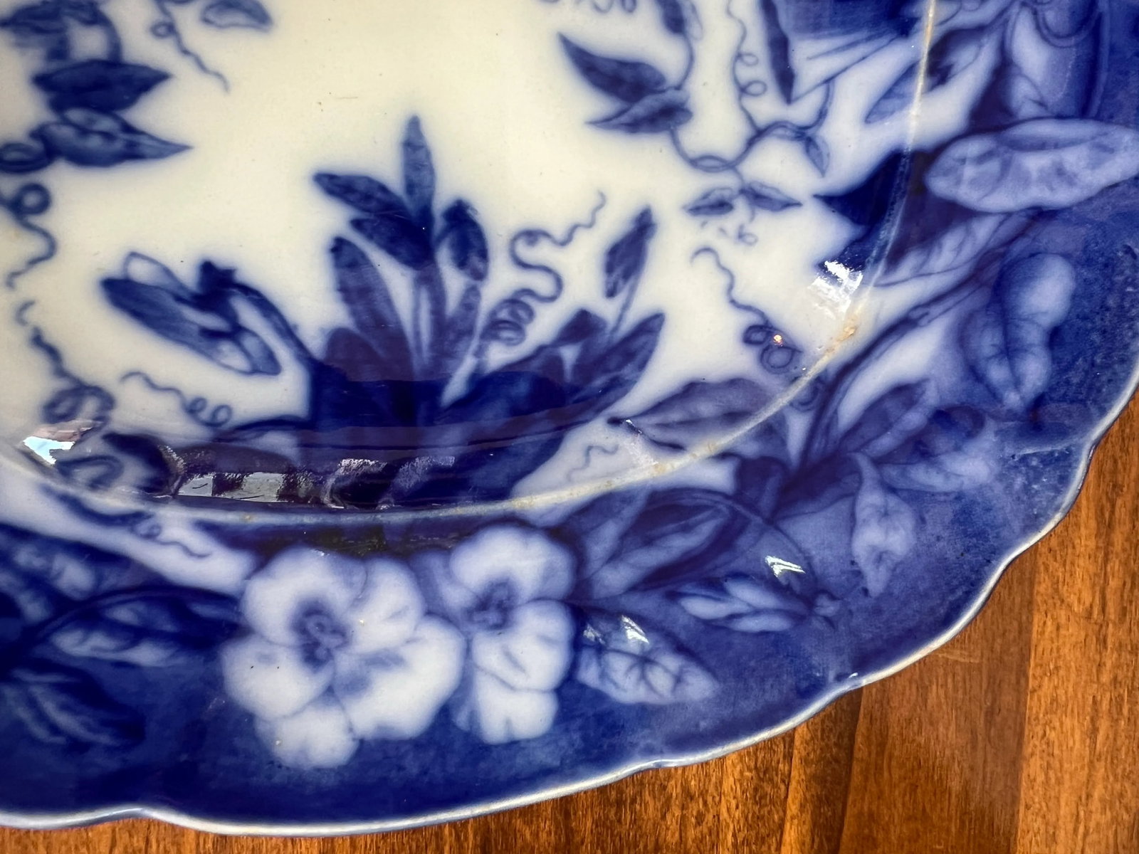 Circa 1850 Flow Blue Viellard France D Johnston "Volubilis" Morning Glory Platter - 2