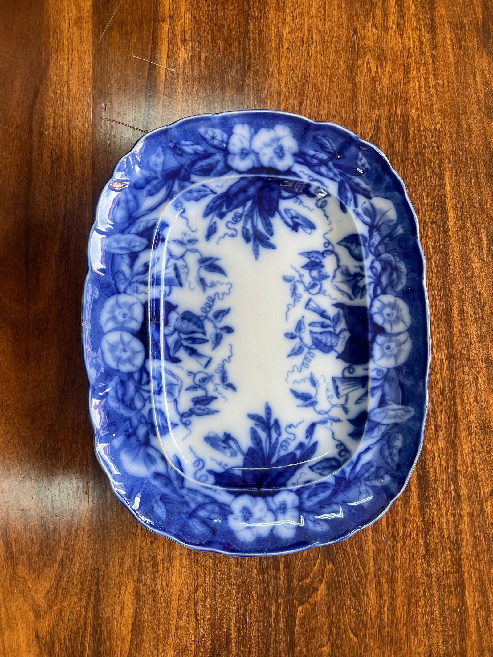 Circa 1850 Flow Blue Viellard France D Johnston "Volubilis" Morning Glory Platter - 3
