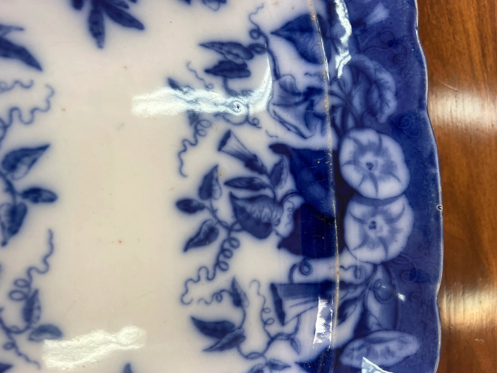 Circa 1850 Flow Blue Viellard France D Johnston "Volubilis" Morning Glory Platter - 4