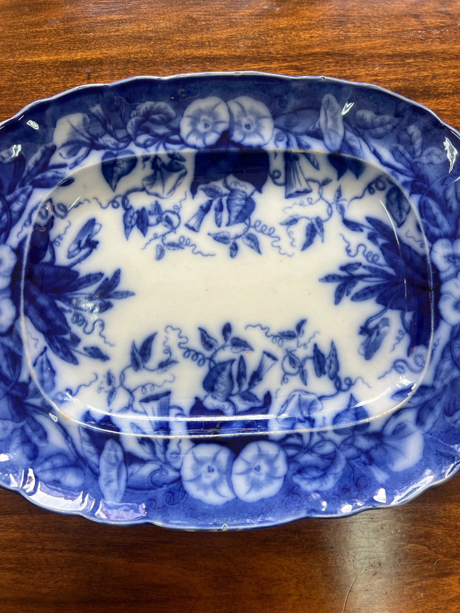 Circa 1850 Flow Blue Viellard France D Johnston "Volubilis" Morning Glory Platter - 5
