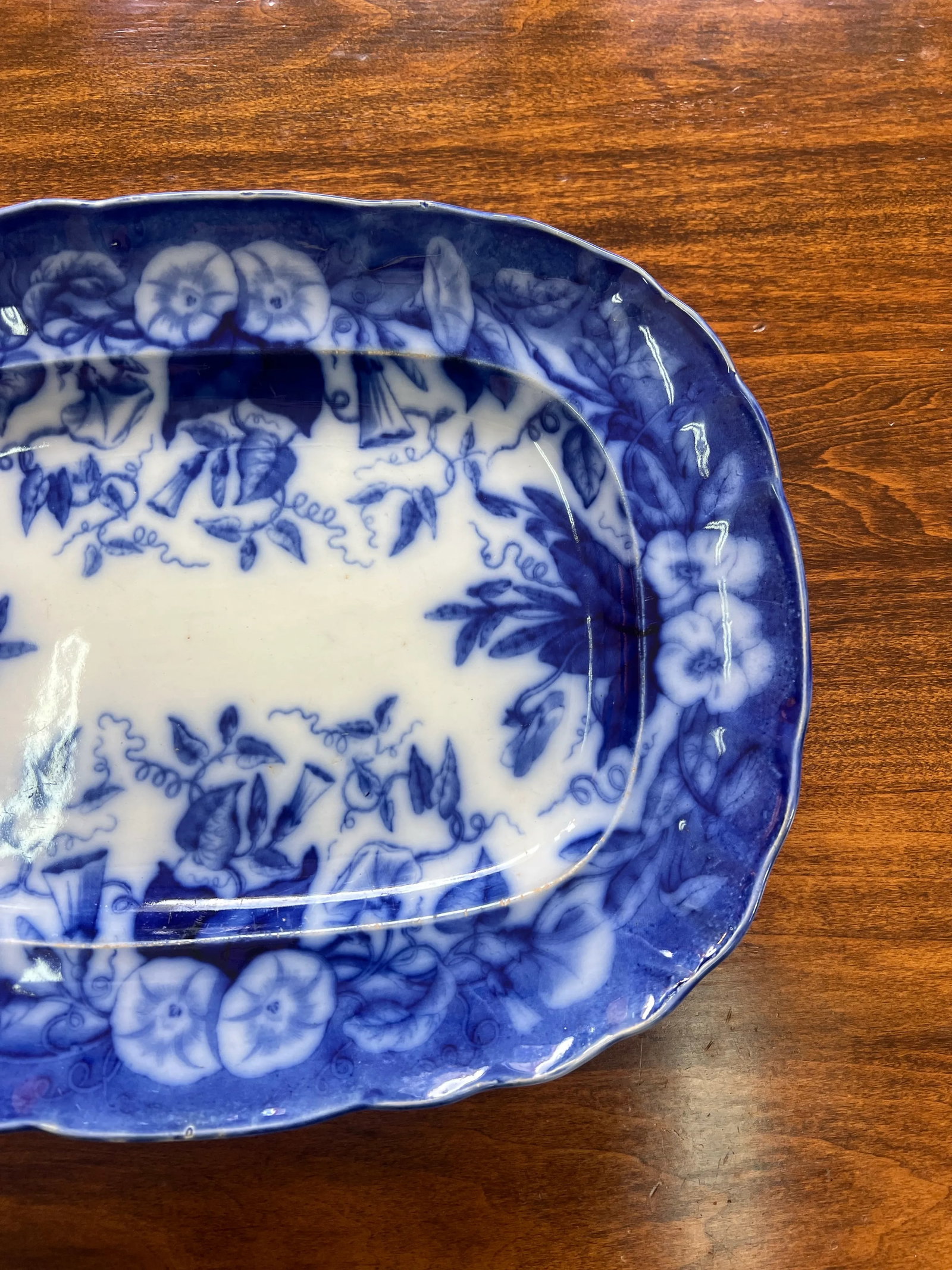 Circa 1850 Flow Blue Viellard France D Johnston "Volubilis" Morning Glory Platter - 7