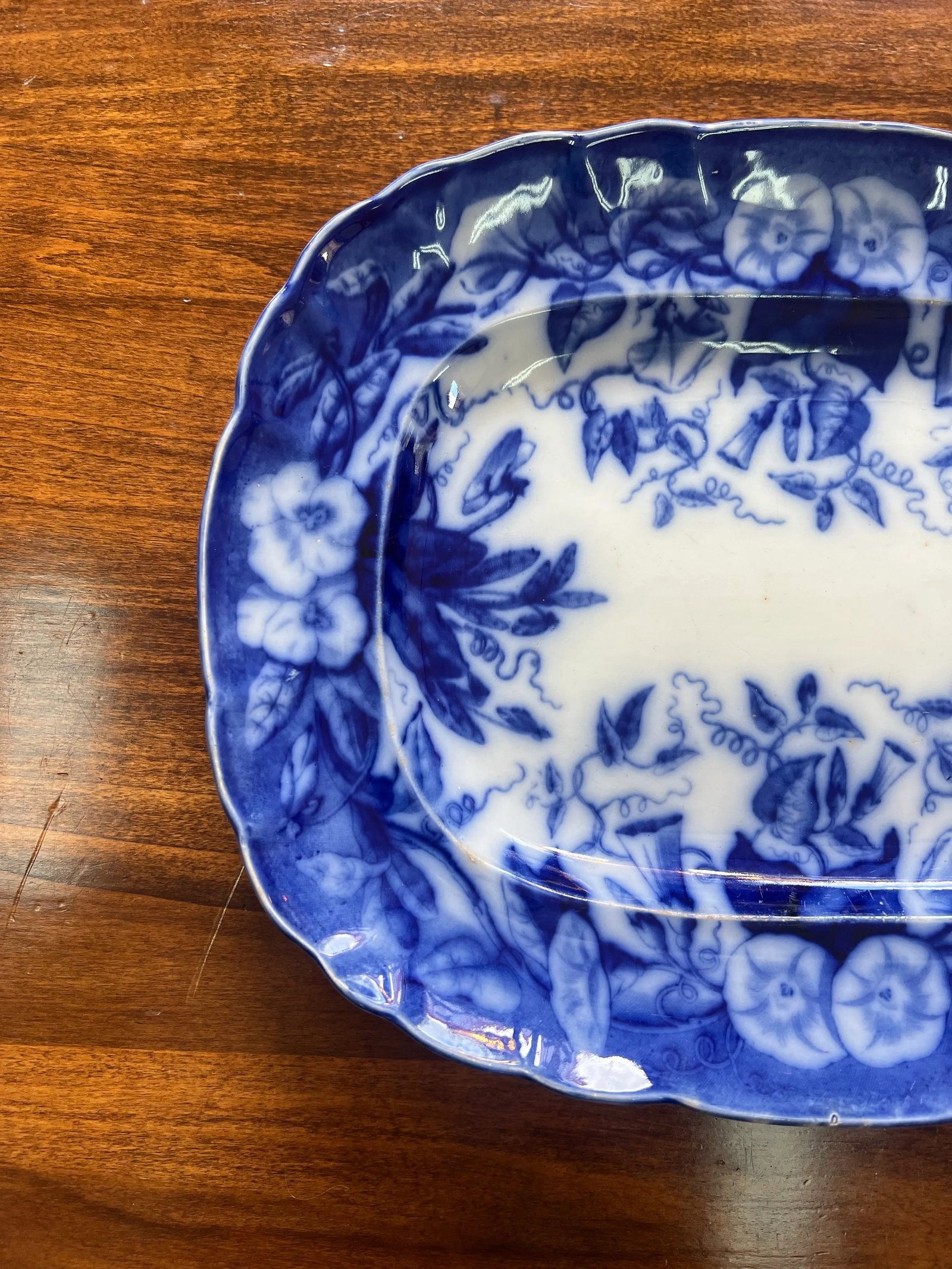 Circa 1850 Flow Blue Viellard France D Johnston "Volubilis" Morning Glory Platter - 8