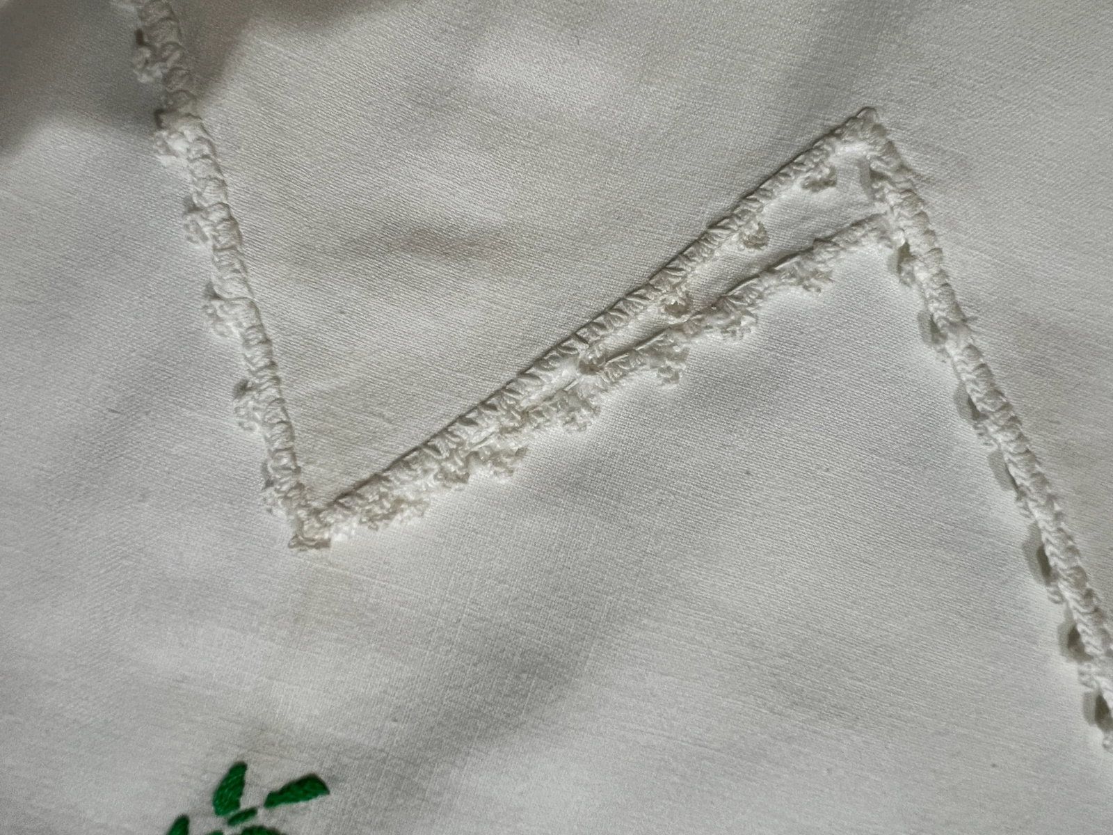 Vintage Handmade "H" Embroidered and Tatting Trim Pillowcase - A Pair - 6