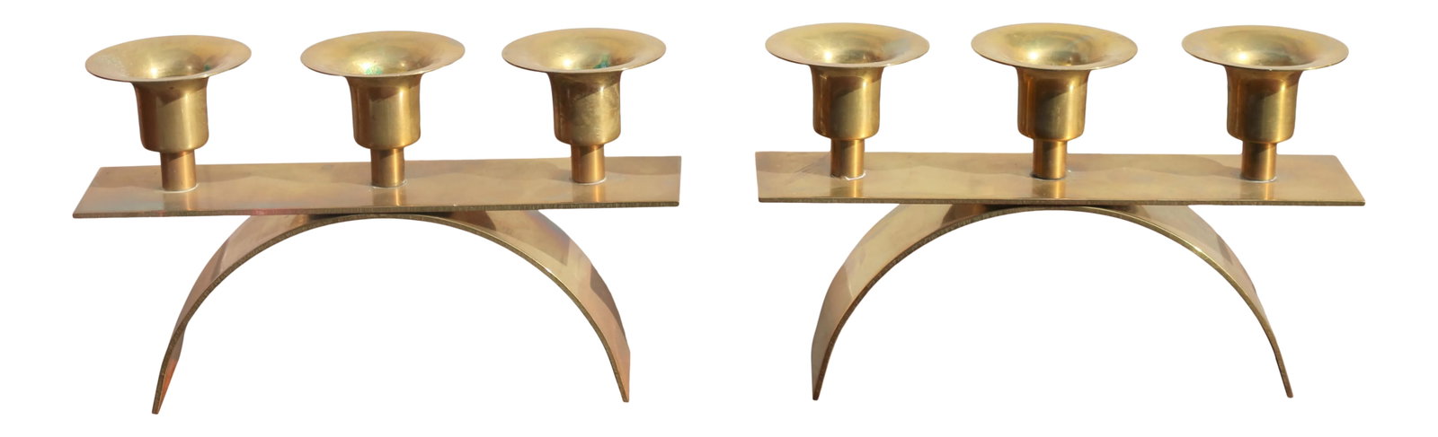 Brass Hollywood Regency Small Candle Holders - a Pair: Vintage brass pair of small candle holders in used condition.. No damages or missing parts.. Great small accent decor for any room with beautiful sculptural design.